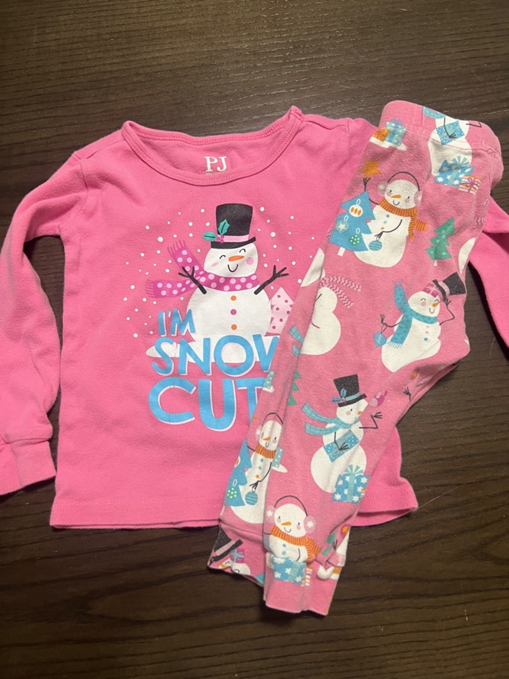 The Children's Place Pink Snowman Graphic Pajama Set